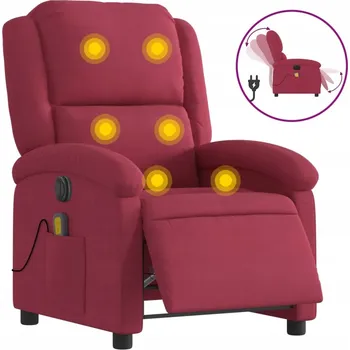 Křeslo Elektrické masážní křeslo, samet, vínově červená, 71x86,5x99,5 cm