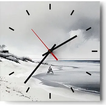 Hodiny Velké nástěnné hodiny na zeď 40x40 Písečné duny Skleněné hodiny Čtvercové Tiché