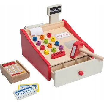 Hra na obchod JOUECO Dřevěná pokladna se skenerem