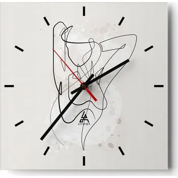 Hodiny Velké nástěnné hodiny na zeď 40x40 Žena Skleněné hodiny Čtvercové Tiché