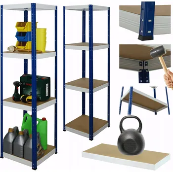 Dílenský regál Kovový regál do skladu, garáže, stojan HELIOS 180x35x35cm, 4 police, nosnost 175kg