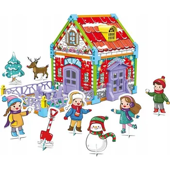 Domeček pro panenku Domeček k sestavení a vybarvení - Zimní Hvězdička