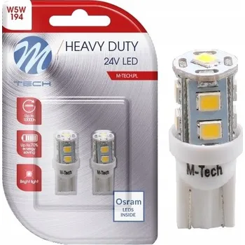 Autožárovka Žárovky M-Tech HEAVY DUTY 24V LED W5W 0,32 W 2 ks