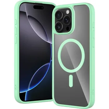 Pouzdro na mobilní telefon JP MagFit Clear MagSafe obal s N52 magnetem, iPhone 16 Pro Max, zelený