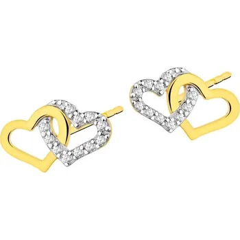 Náušnice Zlaté náušnice se zirkony - srdce - K-731.02