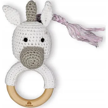 Chrastítko Kousátko pro děti miminka Jednorožec Emilia Dřevěné Bavlna