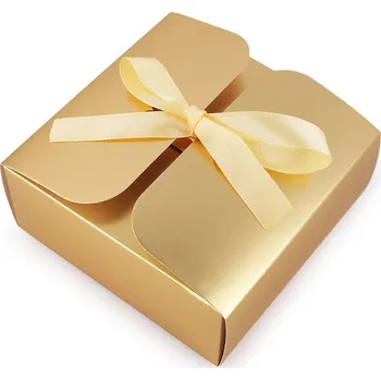 Dárková krabička Dárková krabička srdce se stuhou Varianta: 2 zlatá, Balení: 12 ks