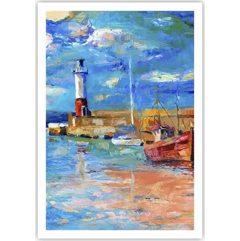 Obraz Plakát na zeď bez rámu 70x100 rybářský přístav obraz plakáty do obýváku