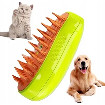 Kartáč pro zvířata Recenze Parní kartáč pro psy a kočky s dávkovačem vody zelený 12 x 7 x 5,5 cm