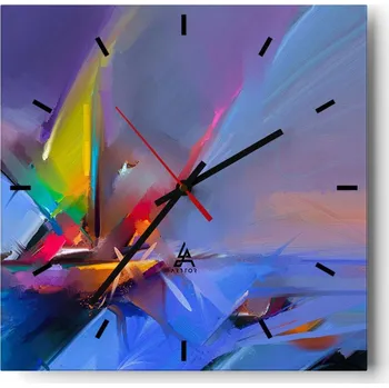 Hodiny Velké nástěnné hodiny 40x40 Abstrakce Skleněné tiché hodiny