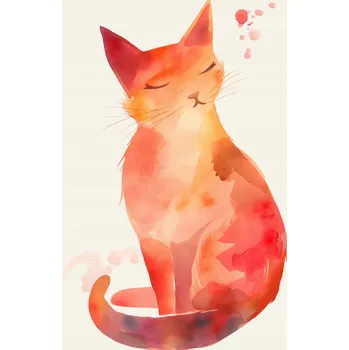 Plakát Plakát Akvarelová Kočka bez rámu 40 x 50 cm