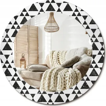 Zrcadlo Zrcadlo s potiskem do koupelny ložnice obývacího pokoje Trojúhelníky geometrie fi 60 cm