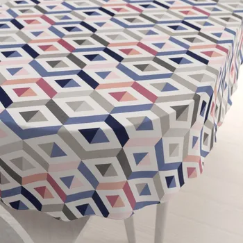 ubrus Bavlněný oválný ubrus Sandra SA-573 Modro-růžovo-šedé kosočtverce 50x100 cm