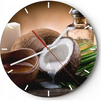 Hodiny Nástěnné hodiny do kuchyně 30x30 Kokos Skleněné hodiny do obýváku Loft Tiché