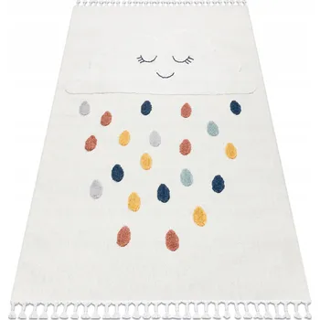 Koberec DĚTSKÝ KOBEREC 80x150 OBLÁČEK DEŠŤ strukturální třásně #E356