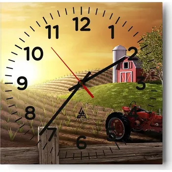 Hodiny Kuchyňské nástěnné hodiny 30x30 Vesnice Skleněné hodiny do obýváku Moderní Tiché