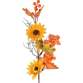 umělá květina Větvička s ozdobnými listy slunečnice