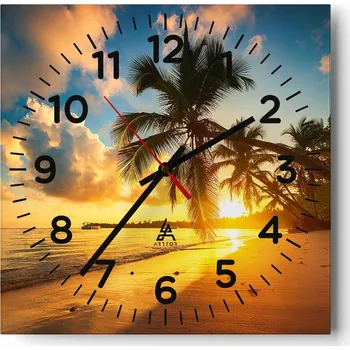 Hodiny Nástěnné hodiny do obýváku 40x40 Krajina Bezhluczne Skleněné hodiny Tiché