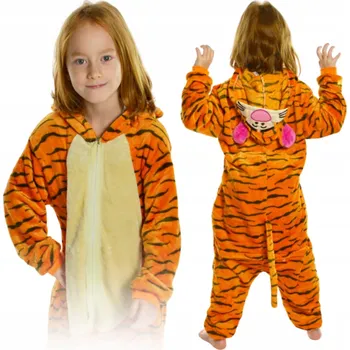 Kojenecký overall DĚTSKÉ PYŽAMO TYGR JEDNODÍLNÉ KIGURUMI KOSTÝM HALLOWEEN 134-140