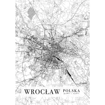 Obraz Plakát Mapa Wrocławě bez rámu 59,4 x 84,1 cm