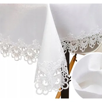 ubrus Ubrus 110/160 Odolný proti skvrnám s krajkou Gipiurową Bílý