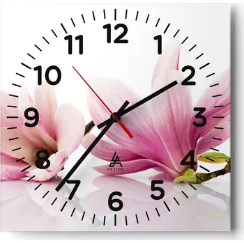 Hodiny Nástěnné hodiny do obýváku 40x40 Květina Tiché hodiny na skle Stylové tiché