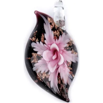 Přívěsek Skleněný přívěsek květ 27x51 mm Varianta: 3 růžová sv., Balení: 1 ks