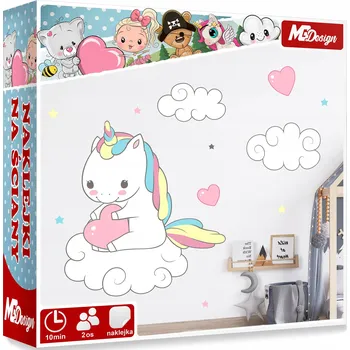 Samolepící dekorace XL Samolepka na stěnu JEDNOROŽEC Hvězdičky 57x52