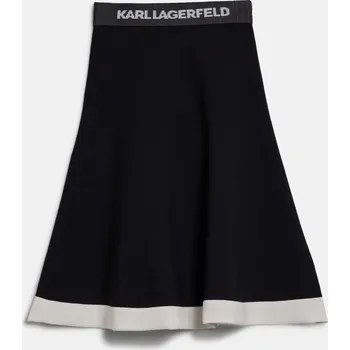 Dámská sukně SUKNĚ KARL LAGERFELD FLARED KNIT SKIRT BLACK