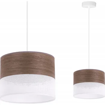 ZÁVĚSNÉ STROPNÍ SVÍTIDLO LUSTR BÍLÝ S STÍNIDLEM LOFT DÝHA OŘECH 20CM