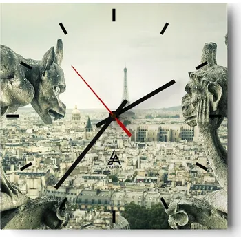 Hodiny Velké nástěnné hodiny na zeď 40x40 Město Skleněné hodiny Čtvercové Tiché