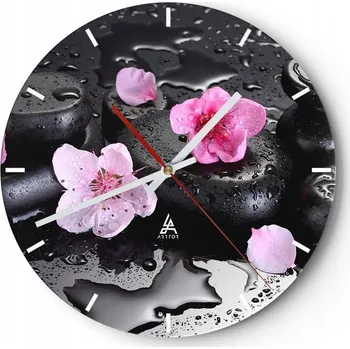 Hodiny Velké nástěnné hodiny 40x40 Květiny Skleněné hodiny Kulatý Tiché