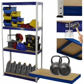 Dílenský regál Kovový regál do skladu, garáže, stojan HELIOS 180x75x35cm, 4 police, nosnost 275kg PL
