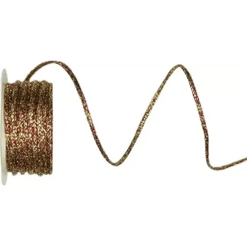 Stuha Dekorační provázek SPIKA RED červený 2mm x 5m (4,- Kč/m) (Dekorační provázek bavlněný, červený, zlatá nit)