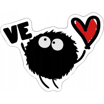 Samolepicí dekorace na vozidlo SAMOLEPKA Grafika na auto Příšerka Chlupatá Koule Monster Srdce 15x11,5