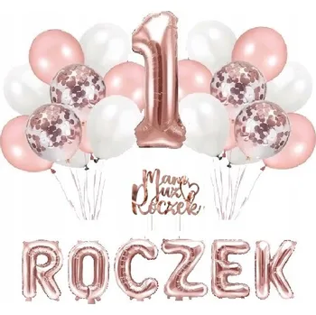 Balónek Sada BALÓNKŮ ROCEK číslice 1. narozeniny ROSE GOLD