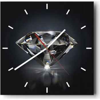 Hodiny Velké nástěnné hodiny 40x40 Diamant Skleněné hodiny Čtvercové Tiché