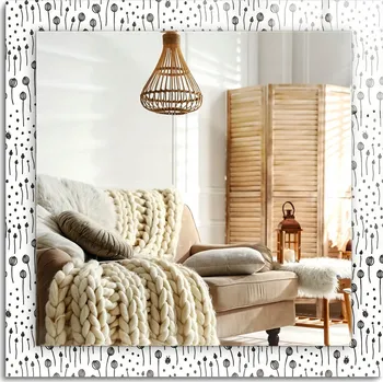 Zrcadlo Zrcadlo s Potiskem Nástěnné Ozdobné Čtvercové 60x60 cm Minimalistická Příroda