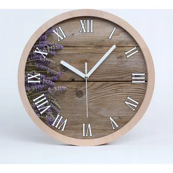 Hodiny Dřevěné nástěnné hodiny levandule na dřevě fi 25