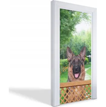 Obraz Dekorativní samolepka na dveře Šťastný německý ovčák 95x205 cm
