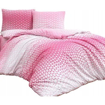 Povlečení Sada povlečení 200x220 100% BAVLNA Milano růžové trojúhelníky