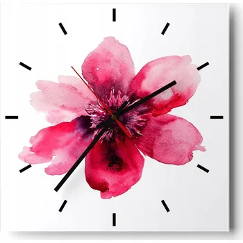 Hodiny Velké nástěnné hodiny na zeď 40x40 Květinové skleněné hodiny Čtvercové Tiché