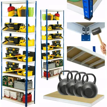 Dílenský regál Kovový regál skladový stojan HELIOS 270x75x45cm 8 polic x 400kg ROBUSTNÍ VYSOKÝ