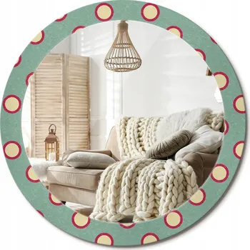 Zrcadlo Kulaté nástěnné dekorativní zrcadlo ve skleněném rámu průměr 80 cm Kruhy tečky