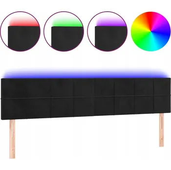 Čelo postele LED sametové černé 200x78/88 cm