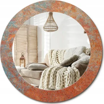 Zrcadlo Kulaté nástěnné dekorativní zrcadlo v skleněném rámu průměr 60 cm, rezavý kov