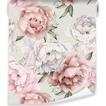 Tapeta Tapeta s KVĚTINOVÝM vzorem PIVOŇKY Vliesová role Ložnice