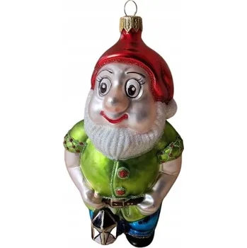 Vánoční dekorace VÁNOČNÍ KOULE SKLENĚNÁ SKŘÍTEK TRPASLÍK