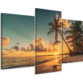 Obraz Triptych Obraz Pláž Moře Palmy Krajina 3D 60x40