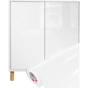 Tapeta Nálepka na Nábytek Fólie Samolepicí Samolepicí PVC Bílý Lesk 63cm x 150cm